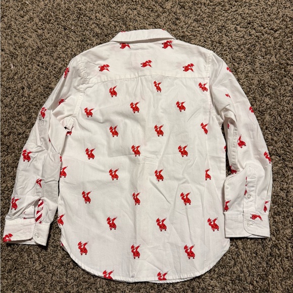 White Shirt with Red Dabbing Santa Pattern - Picture 2 of 6
